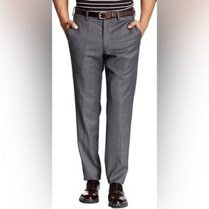 Louis Raphael LUXE Men's Slim Fit Flat Front Stretch Wool Blend Dress Pant